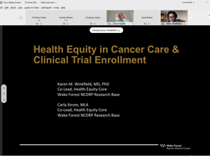 Health Equity in Cancer Care Panel Discussion Screenshot