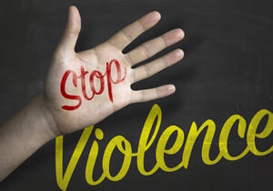 Stop Violence educacional message on blackboard